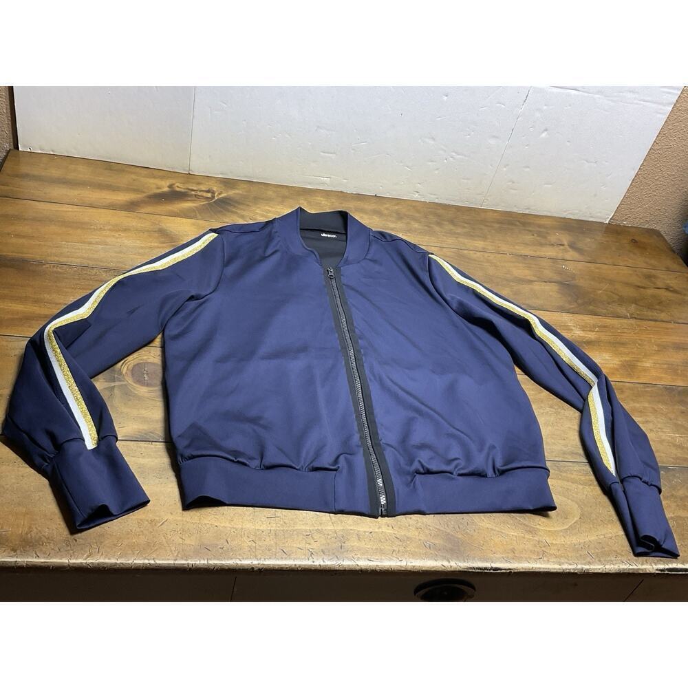 ULTRACOR Jacket Womens XL Blue With Stripes Athletic Training Workout Track
